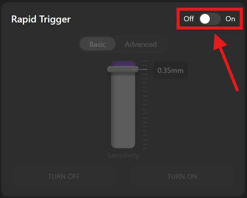 Chave do Rapid Trigger no HE Mode do Launcher